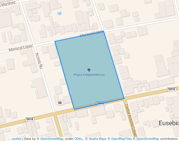 walking in Plaza Independencia map in Eusebio Ayala