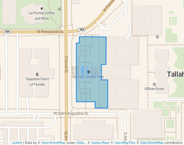 walking in Curtis L Waller Park map in Tallahassee
