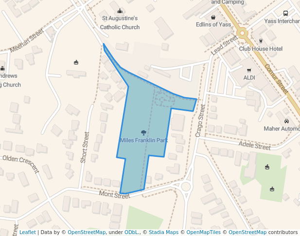 walking in Miles Franklin Park map in Yass