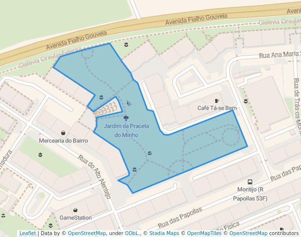 walking in Jardim da Praceta do Minho map in Montijo