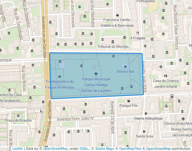 walking in Parque Municipal Carlos Hidalgo Gomes de Loureiro map in Montijo