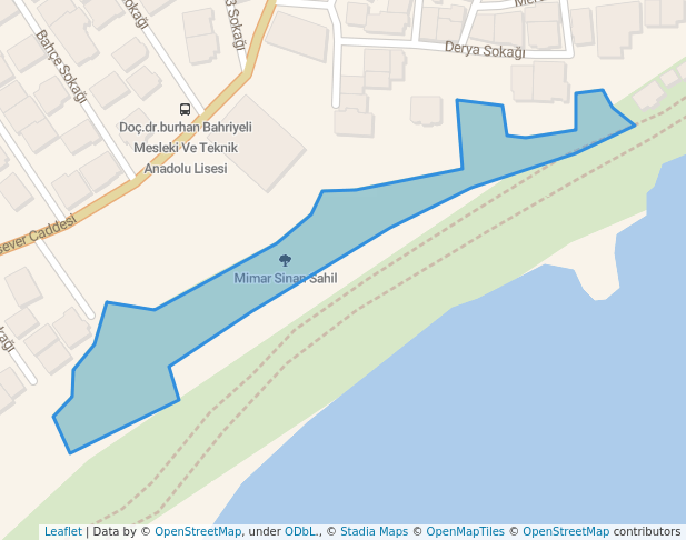 walking in Mimar Sinan Sahil map in Büyükçekmece