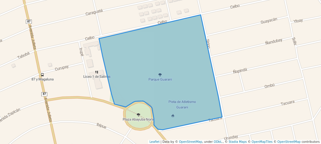 walking in Parque Guarani map in Salinas