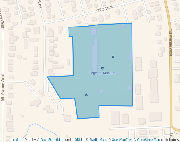 walking in Legends Stadium map in Kalispell