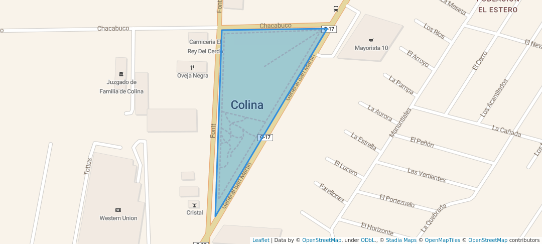 walking in Plaza Colina map in Chacabuco