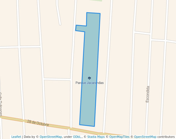 walking in Parque Jacarandas map in Ejido de Tequisistlán Primero