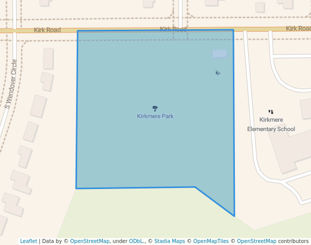 walking in Kirkmere Park map in Youngstown