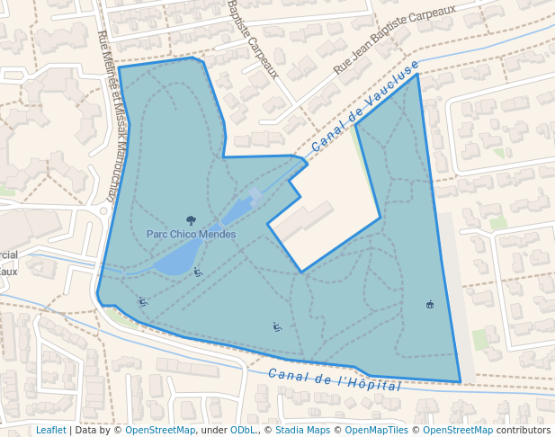 walking in Parc Chico Mendes map in Avignon
