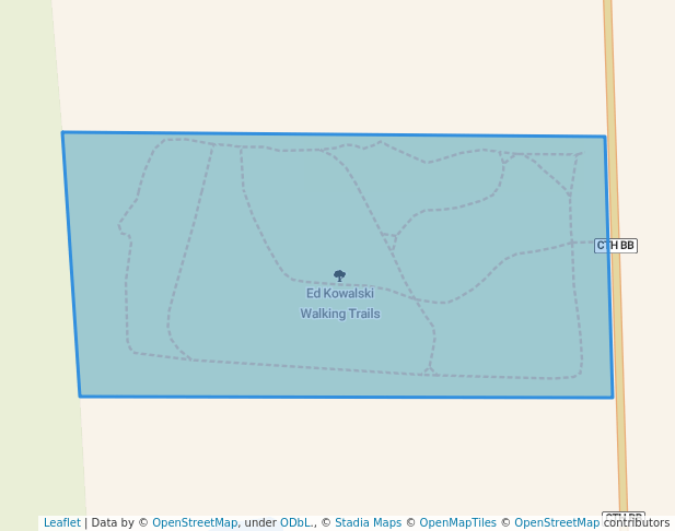 walking in Ed Kowalski Walking Trails map in Marinette