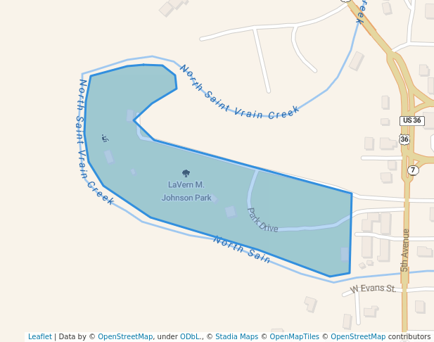 walking in LaVern M. Johnson Park map in Lyons