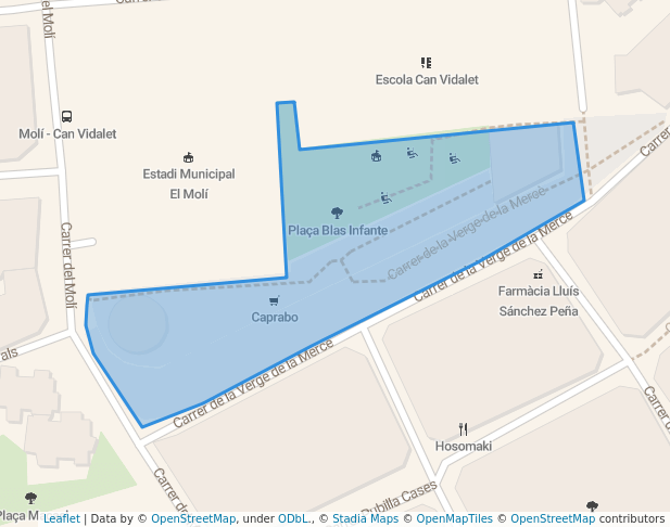 walking in Plaza Blas Infante map in Esplugues de Llobregat