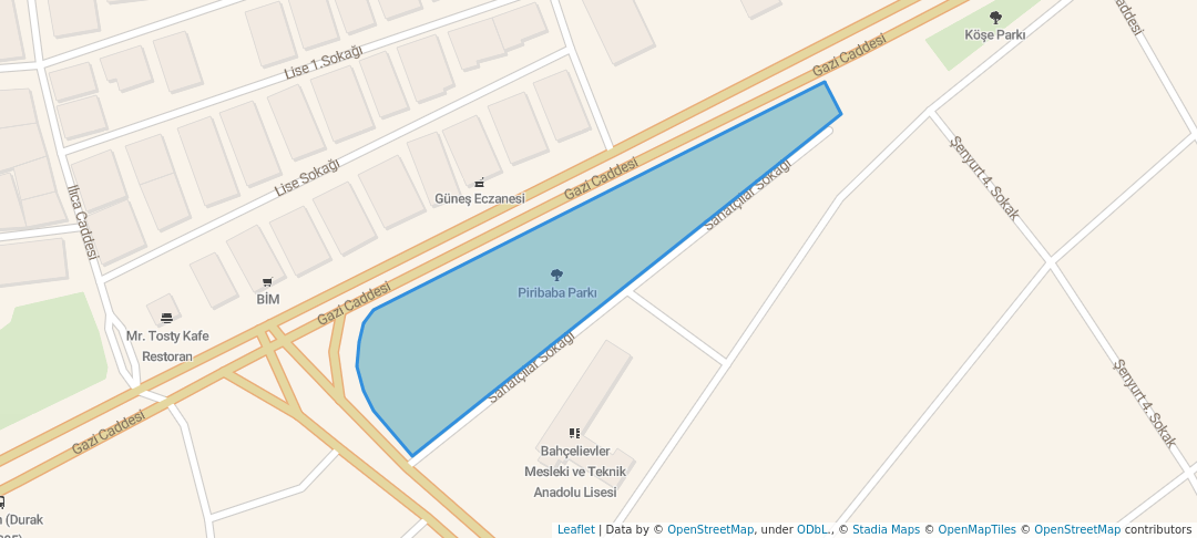 walking in Piribaba Parkı map in Çorum