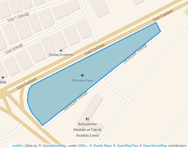 walking in Piribaba Parkı map in Çorum