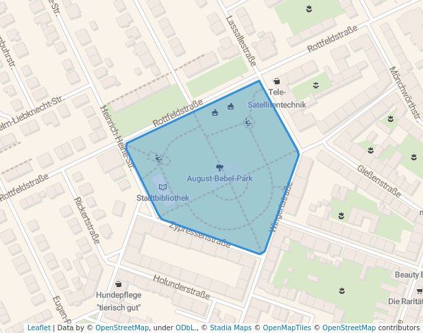 walking in August-Bebel-Park map in Mannheim