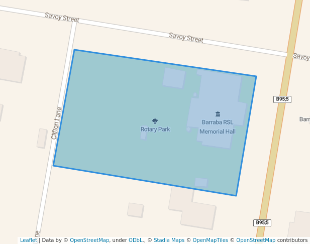 walking in Rotary Park map in Barraba