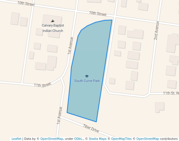 walking in South Curve Park map in Havre