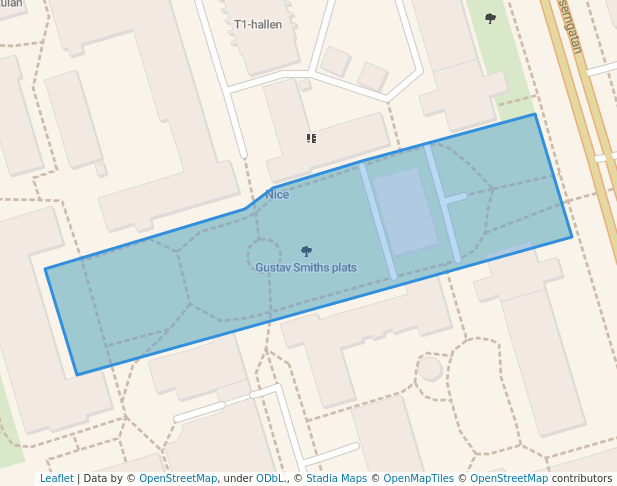 walking in Gustav Smiths plats map in Linköping