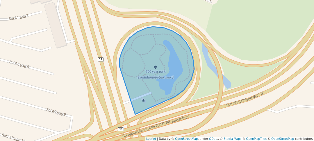 walking in 700 year park map in Chiang Mai