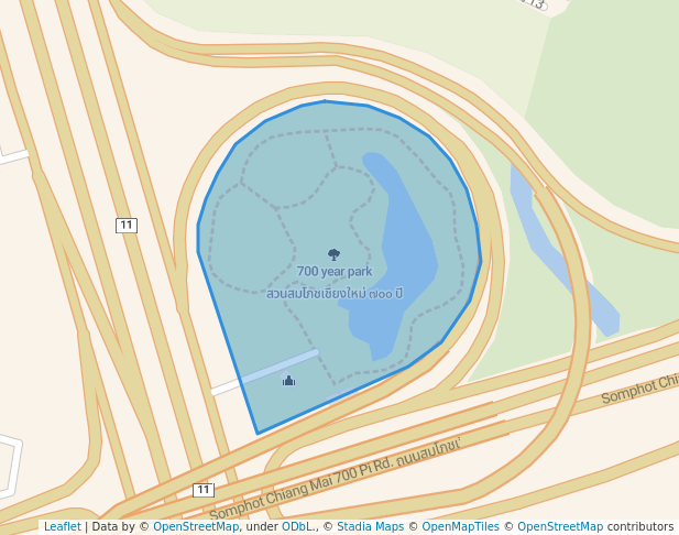walking in 700 year park map in Chiang Mai