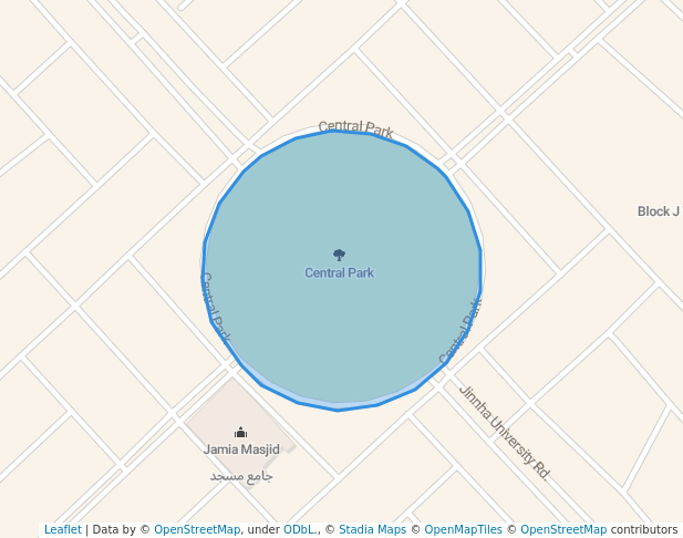 walking in Central Park map in Faisalabad