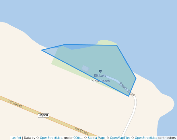 walking in Elk Lake Public Beach map in Elk Lake