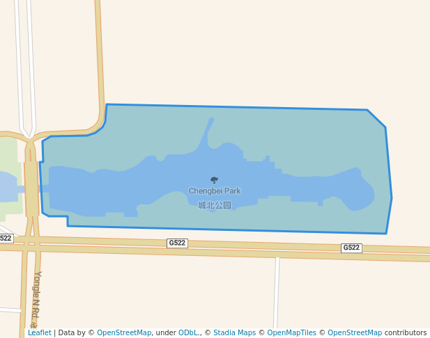 walking in Chengbei Park map in Yun Cheng Shi