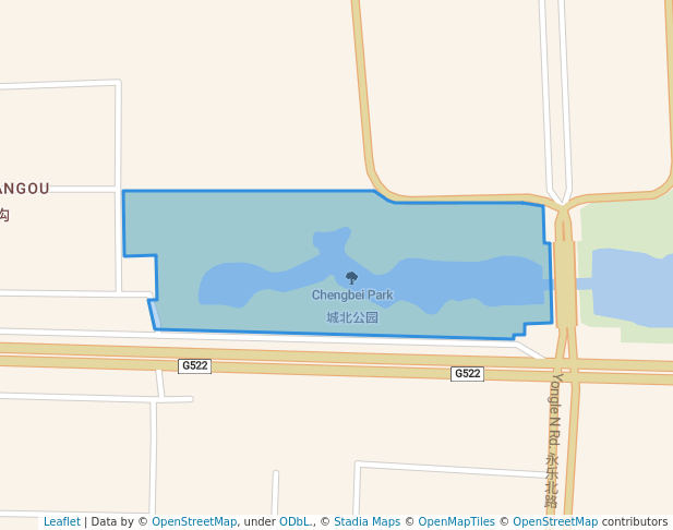 walking in Chengbei Park map in Yun Cheng Shi