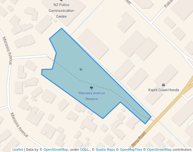 walking in Manawa Avenue Reserve map in Paraparaumu