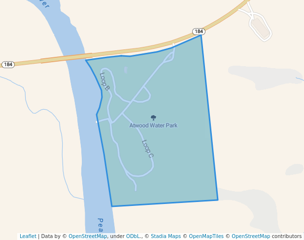 walking in Atwood Water Park map in Monticello