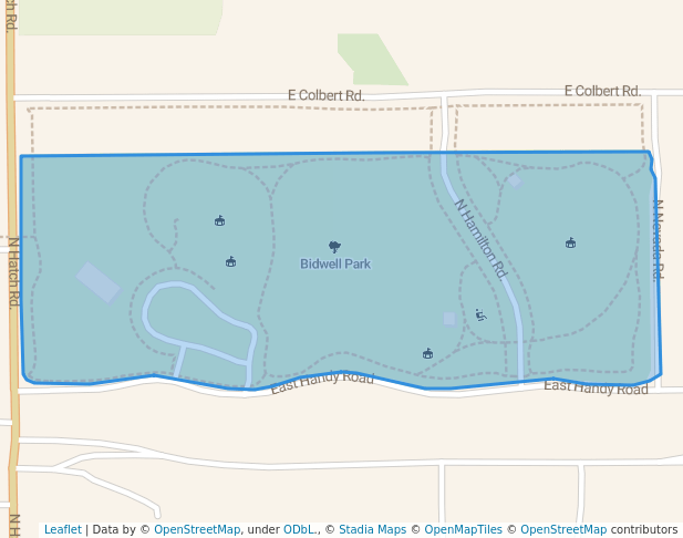 walking in Bidwell Park map in Colbert
