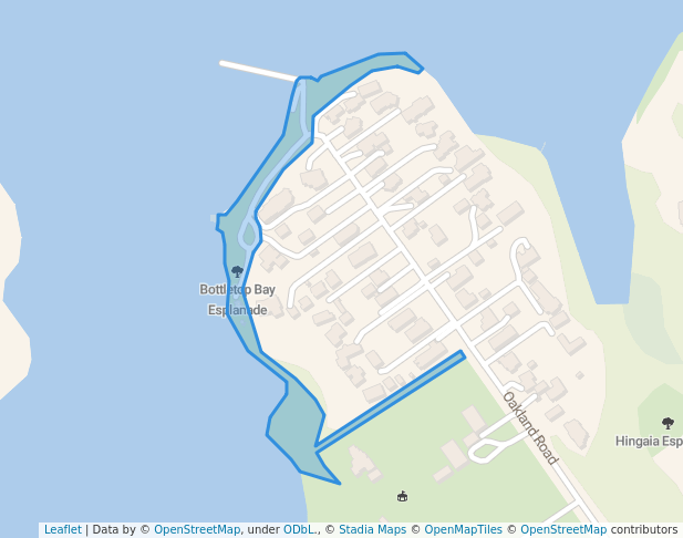 walking in Bottletop Bay Esplanade map in Karaka