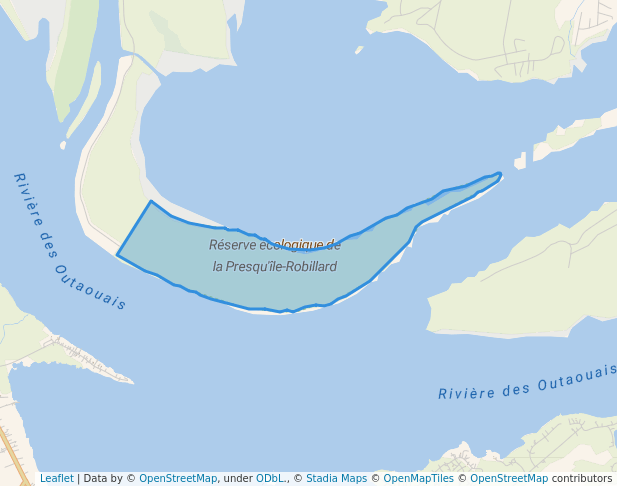 walking in Réserve écologique de la Presqu'île-Robillard map in Rigaud