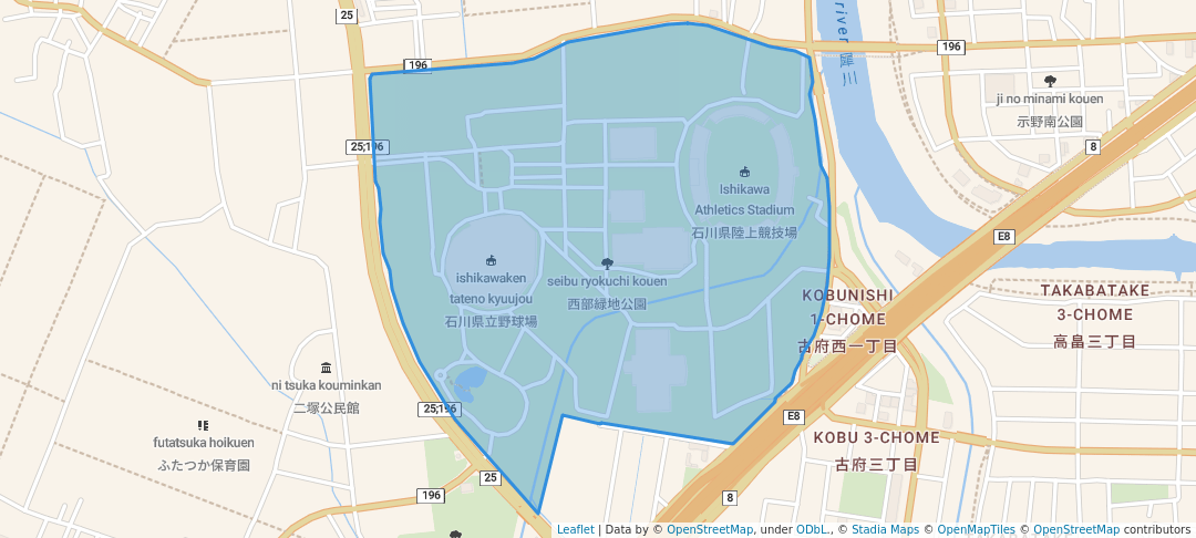 walking in 西部緑地公園 map in Kanazawa