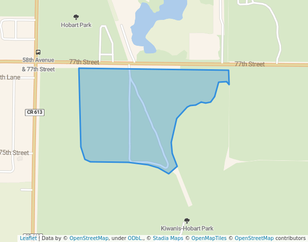 walking in Kiwanis Hobart Park map in Vero Beach