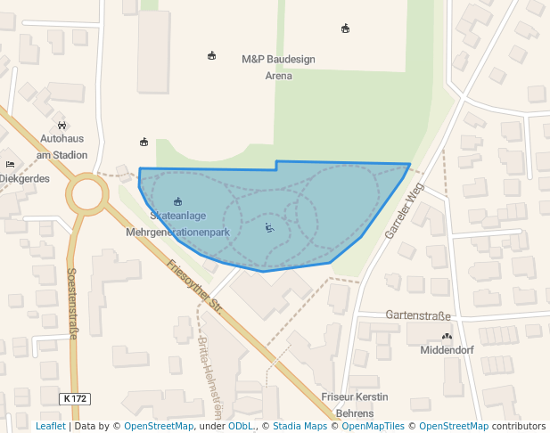 walking in Mehrgenerationenpark map in Cloppenburg