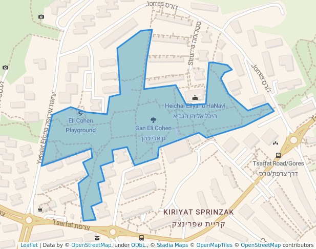 walking in Eli Cohen park map in Haifa