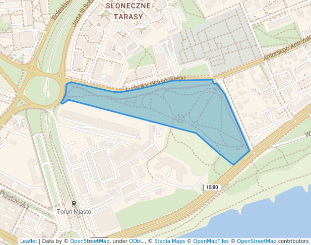 walking in Glazja map in Toruń