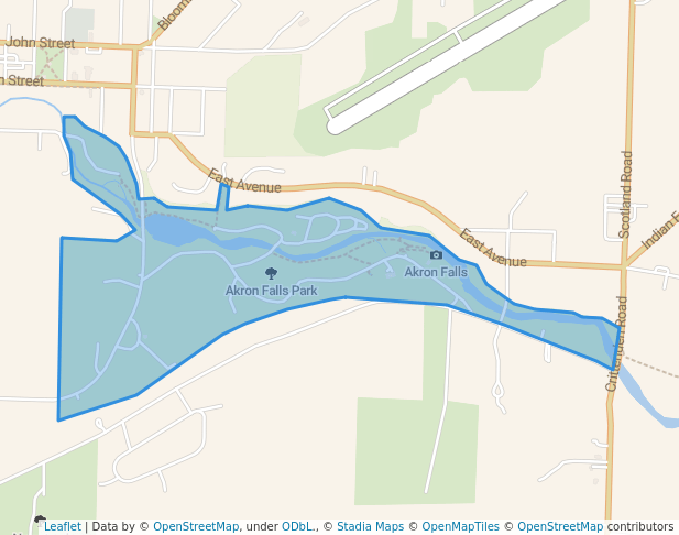 walking in Akron Falls Park map in Akron