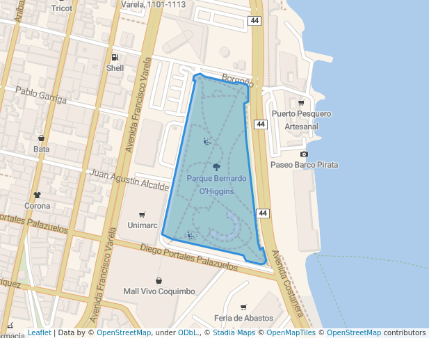 walking in Parque Bernardo O'Higgins map in Coquimbo