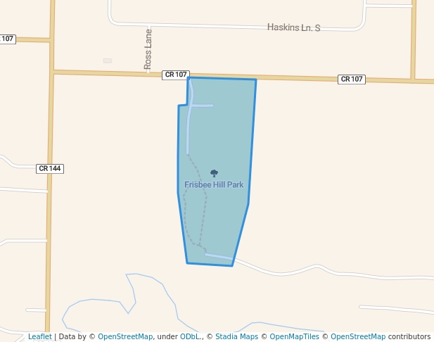 walking in Frisbee Hill Park map in Hilton