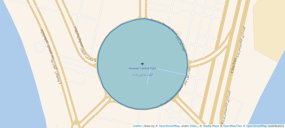 walking in Gwadar Central Park map in Gwadar