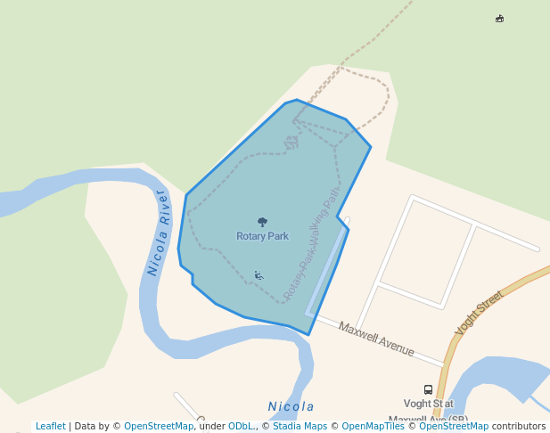 walking in Rotary Park map in Merritt