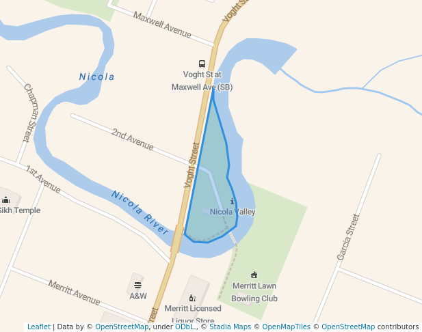 walking in Lions Memorial Park map in Merritt