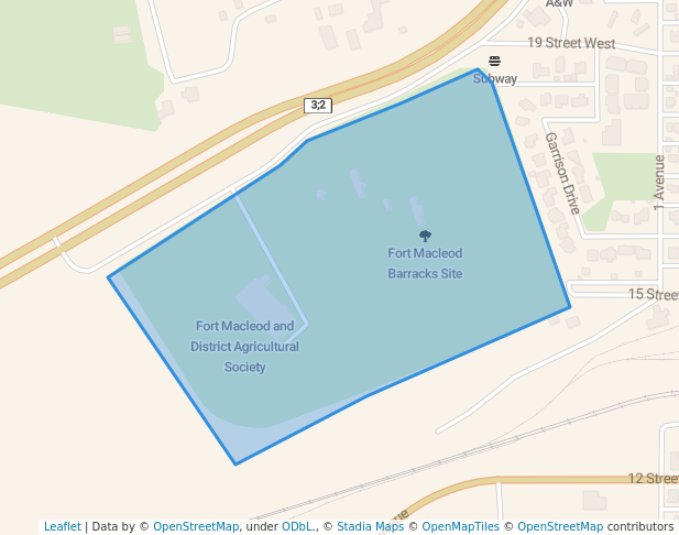 walking in Fort Macleod and District Agricultural Society map in Fort Macleod