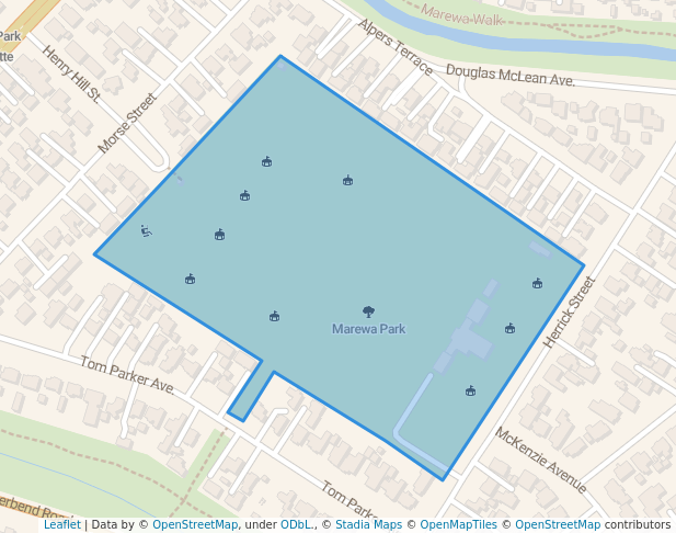 walking in Marewa Park map in Napier