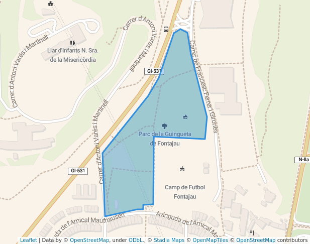 walking in Parc de la Guingueta de Fontajau map in Girona
