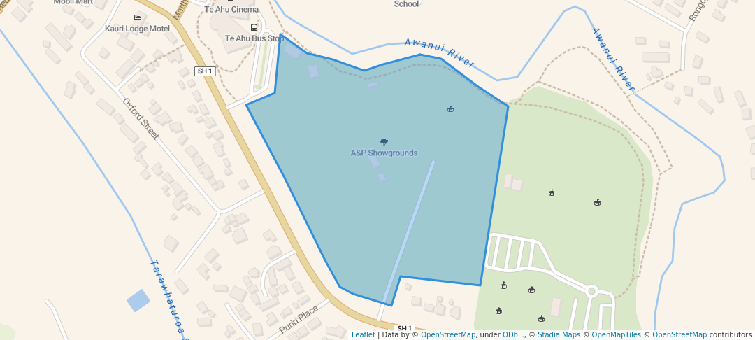 walking in A&P Showgrounds map in Kaitaia