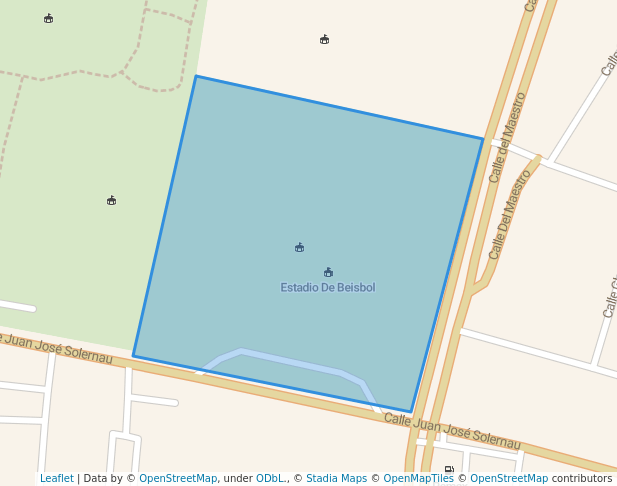 walking in Parque de Béisbol Felipe Brazo Fuerte map in Heroica Matamoros