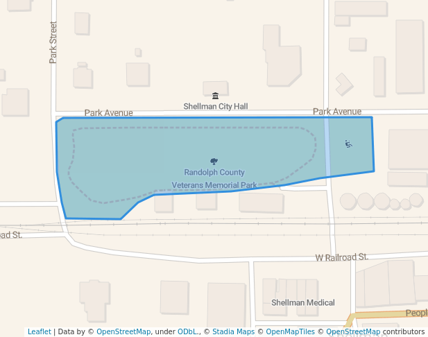 walking in Randolph County Veterans Memorial Park map in Shellman