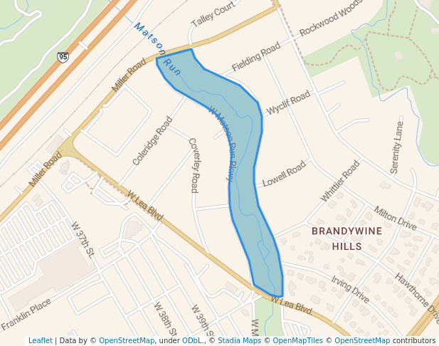 walking in Matson Run Parkway map in Wilmington